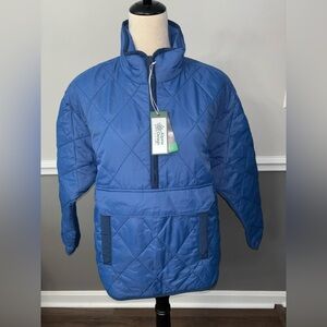 Alpine Design Blue Quilted Pullover Jacket New